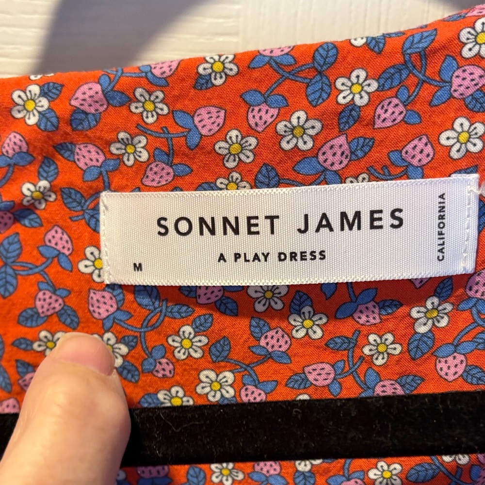 SONNET JAMES A PLAY LADIES RED BLUE STRAWBERRY 🍓 DRESS-M - Picture 2 of 10